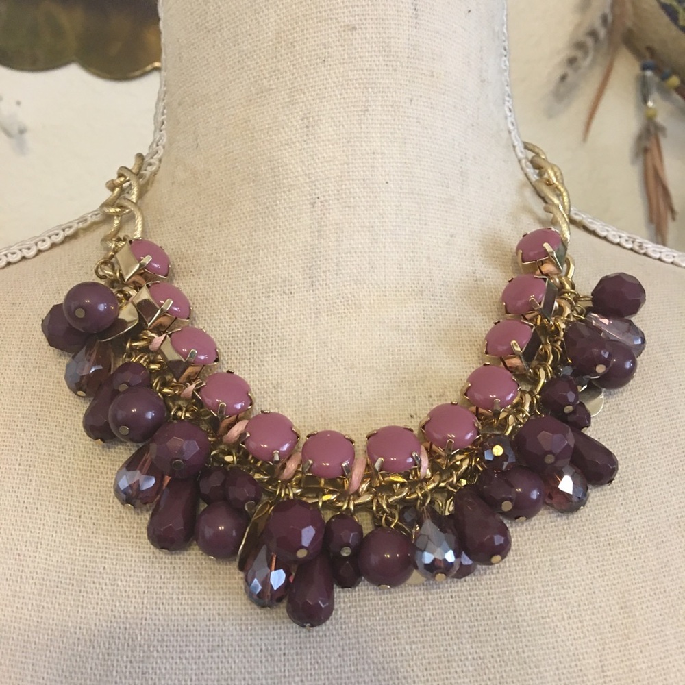 Talbots misty lavender cluster beaded necklace